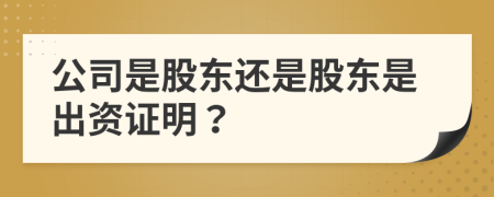 公司是股东还是股东是出资证明？