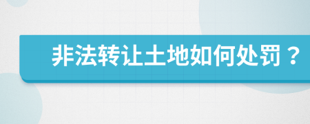 非法转让土地如何处罚？