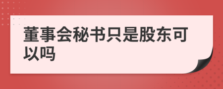 董事会秘书只是股东可以吗