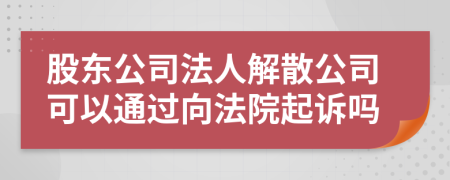 股东公司法人解散公司可以通过向法院起诉吗