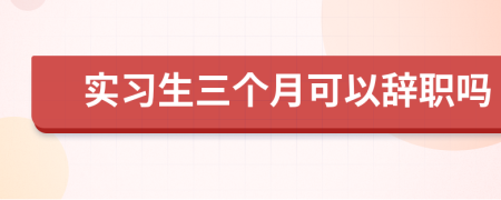 实习生三个月可以辞职吗