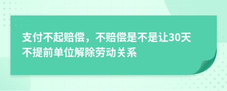 支付不起赔偿，不赔偿是不是让30天不提前单位解除劳动关系