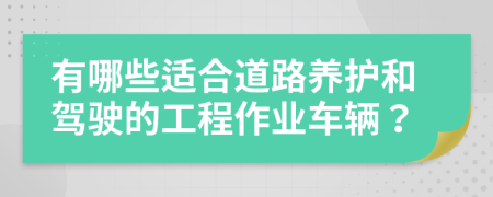 有哪些适合道路养护和驾驶的工程作业车辆？