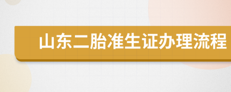 山东二胎准生证办理流程