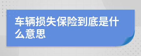 车辆损失保险到底是什么意思