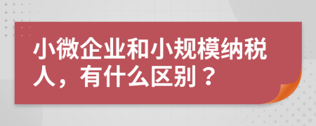 小微企业和小规模纳税人，有什么区别？