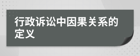 行政诉讼中因果关系的定义