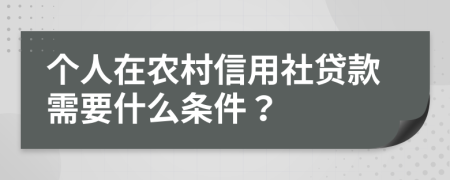 个人在农村信用社贷款需要什么条件？