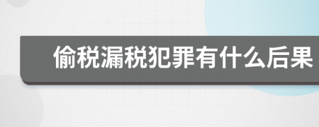 偷税漏税犯罪有什么后果