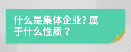 什么是集体企业? 属于什么性质？