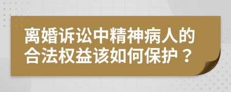 离婚诉讼中精神病人的合法权益该如何保护？