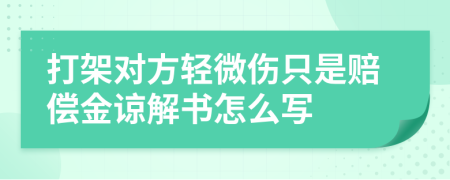 打架对方轻微伤只是赔偿金谅解书怎么写