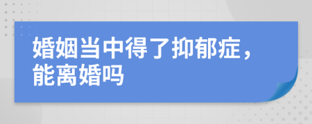 婚姻当中得了抑郁症，能离婚吗