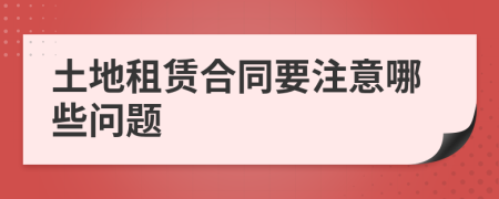 土地租赁合同要注意哪些问题