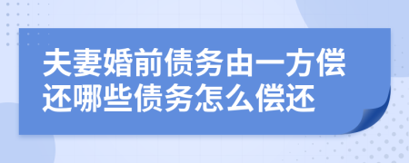 夫妻婚前债务由一方偿还哪些债务怎么偿还