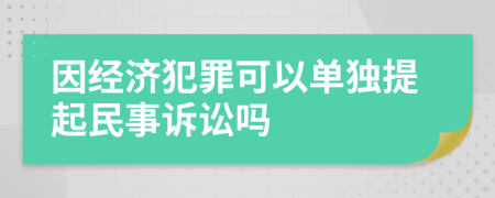 因经济犯罪可以单独提起民事诉讼吗