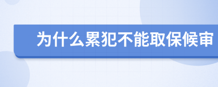 为什么累犯不能取保候审