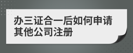 办三证合一后如何申请其他公司注册