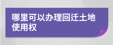 哪里可以办理回迁土地使用权