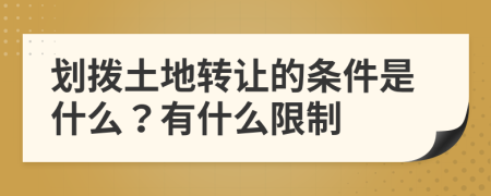 划拨土地转让的条件是什么？有什么限制