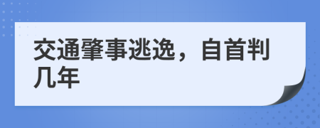 交通肇事逃逸，自首判几年