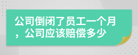 公司倒闭了员工一个月，公司应该赔偿多少