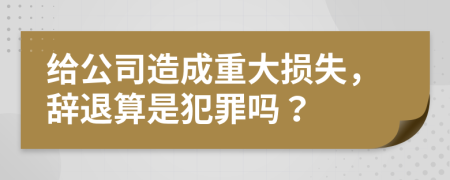 给公司造成重大损失，辞退算是犯罪吗？