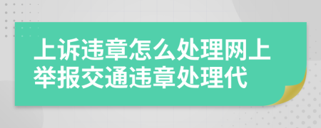 上诉违章怎么处理网上举报交通违章处理代