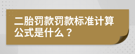 二胎罚款罚款标准计算公式是什么？