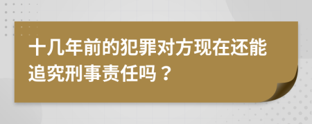 十几年前的犯罪对方现在还能追究刑事责任吗？