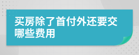 买房除了首付外还要交哪些费用