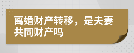 离婚财产转移，是夫妻共同财产吗