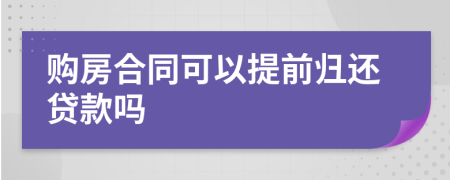 购房合同可以提前归还贷款吗