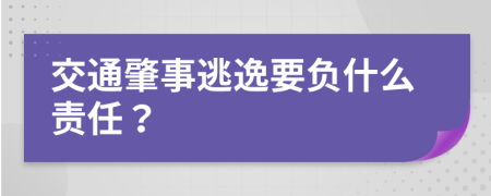 交通肇事逃逸要负什么责任？