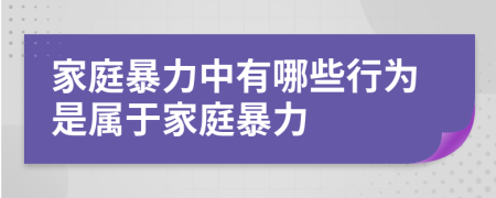 家庭暴力中有哪些行为是属于家庭暴力