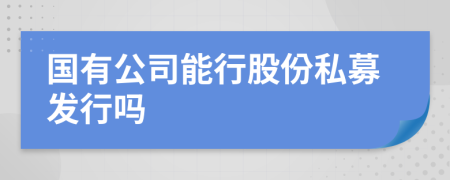 国有公司能行股份私募发行吗