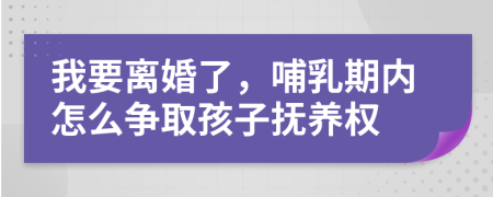 我要离婚了，哺乳期内怎么争取孩子抚养权