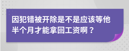 因犯错被开除是不是应该等他半个月才能拿回工资啊？