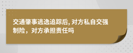 交通肇事逃逸追踪后, 对方私自交强制险，对方承担责任吗