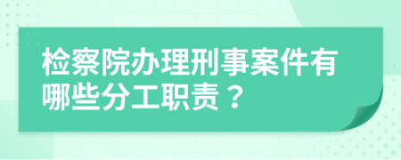 检察院办理刑事案件有哪些分工职责？