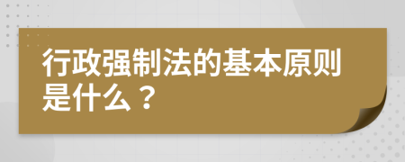 行政强制法的基本原则是什么？