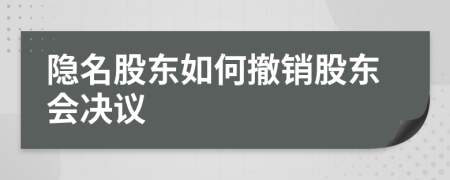 隐名股东如何撤销股东会决议