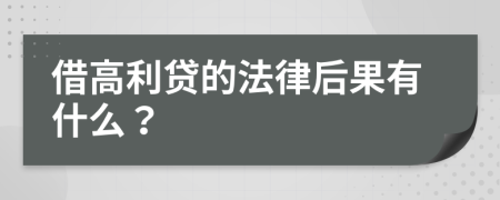 借高利贷的法律后果有什么？