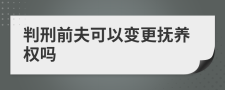 判刑前夫可以变更抚养权吗