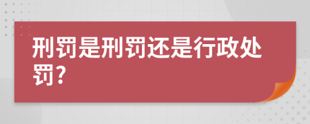 刑罚是刑罚还是行政处罚?