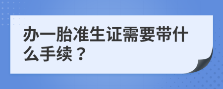 办一胎准生证需要带什么手续？