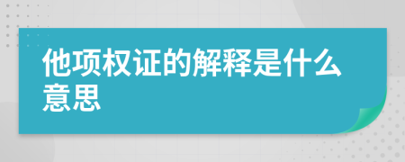 他项权证的解释是什么意思