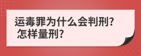 运毒罪为什么会判刑? 怎样量刑?