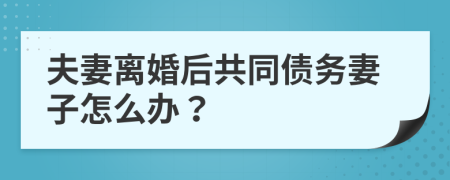 夫妻离婚后共同债务妻子怎么办？