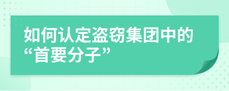 如何认定盗窃集团中的“首要分子”